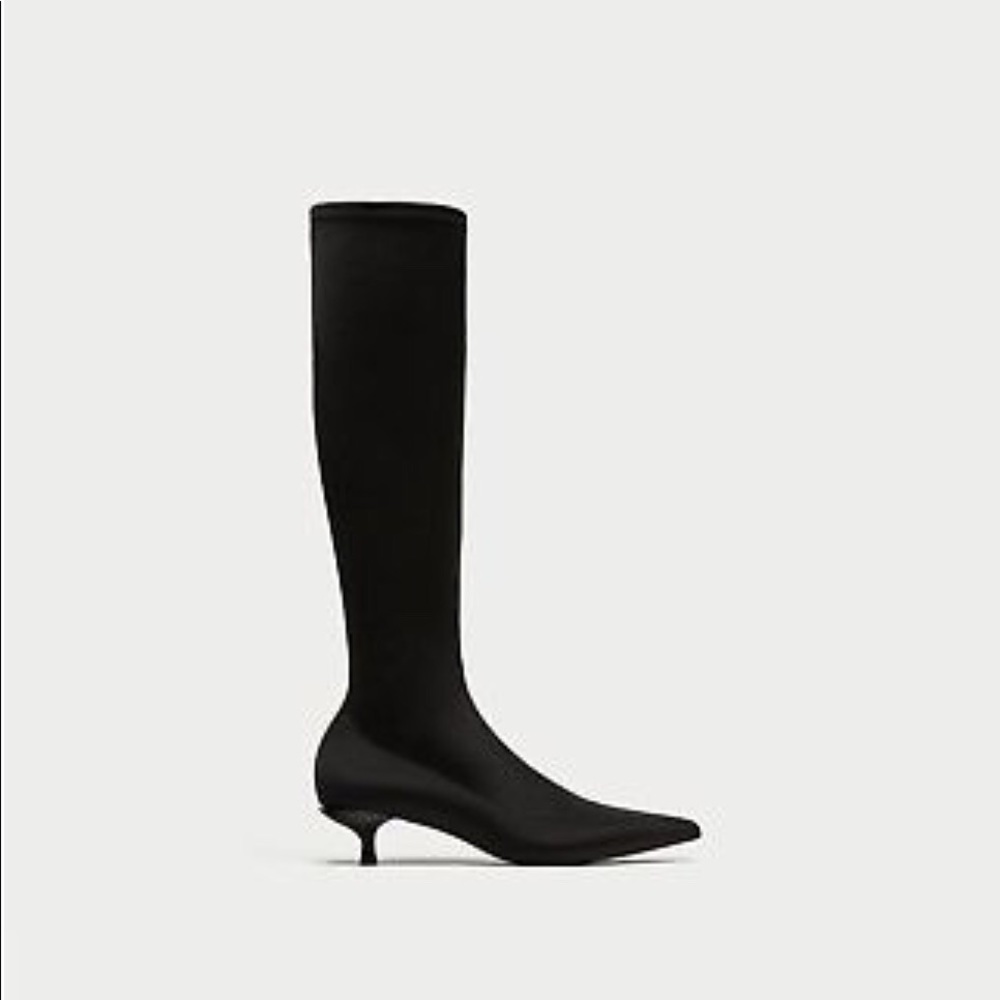 ZARA Tall Black Stretch Boots. Brand New.